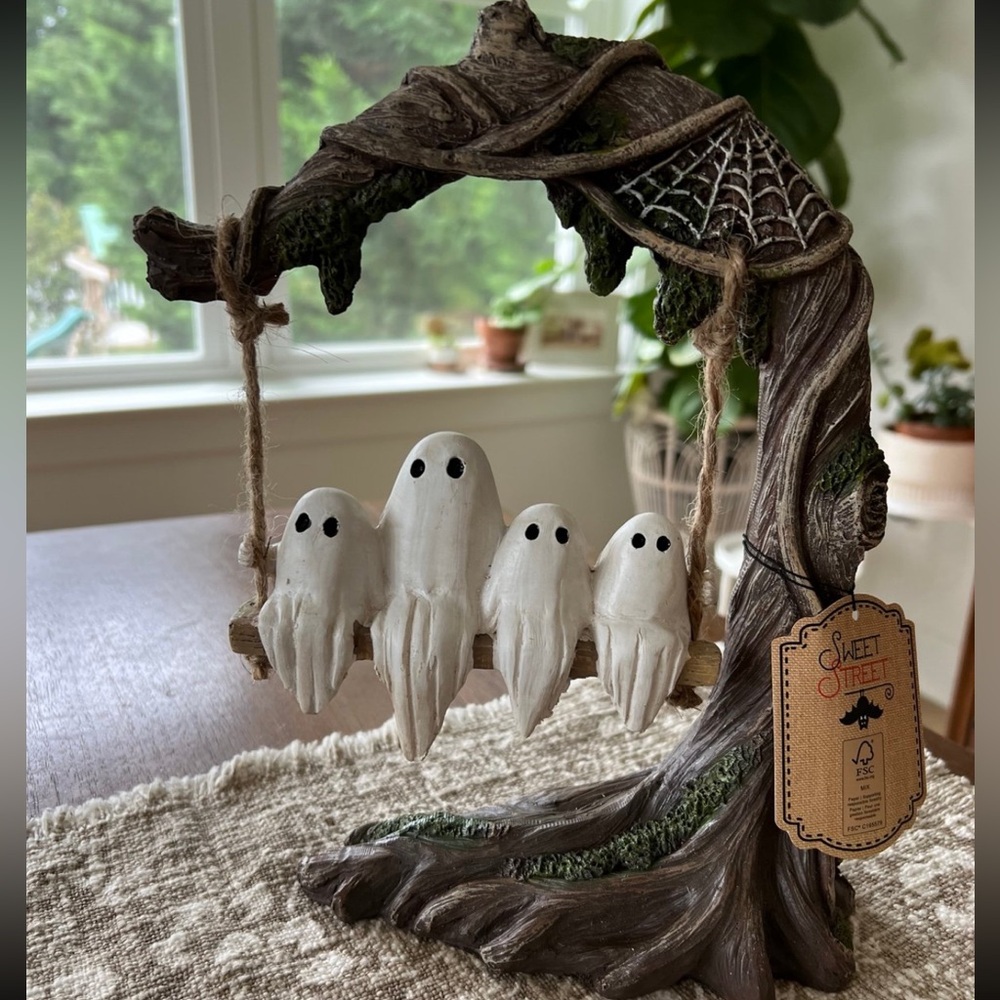 Halloween Four Ghosts Swinging in Tree Sweet Street